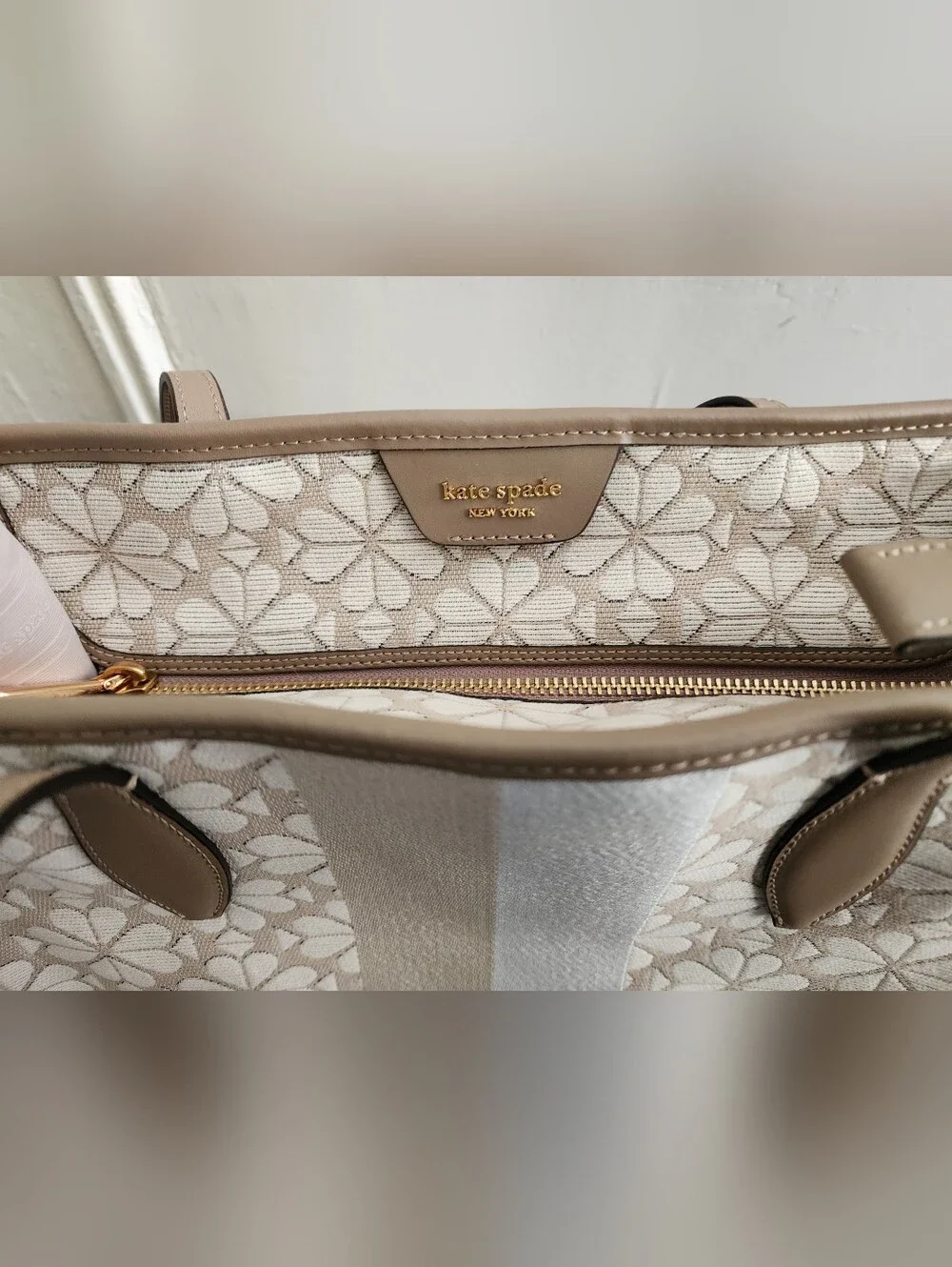 ‼️ON SALE‼️ New Authentic -Kate Spade Neutral Floral Canvas Tote With Dust Bag